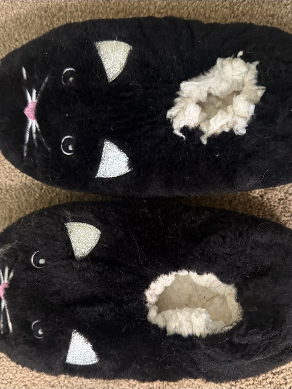 Black Cat Plush Pet Slippers - Cozy Indoor Footwear